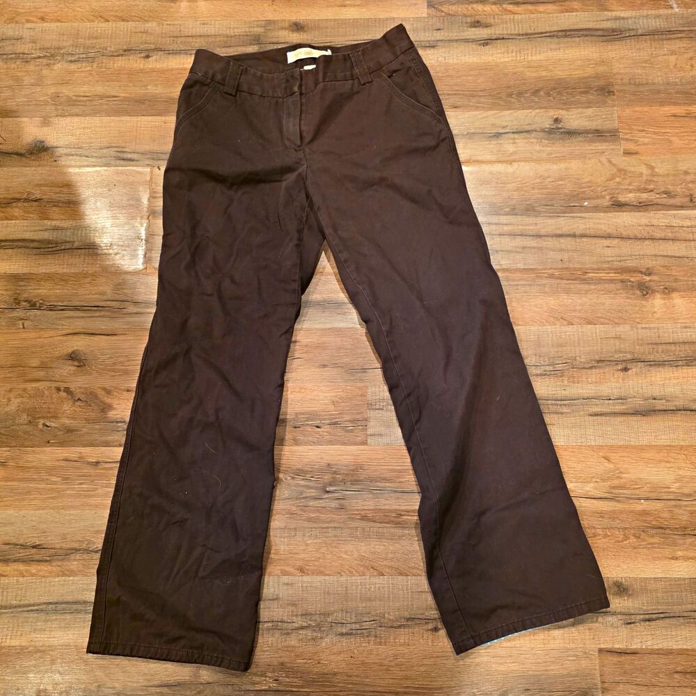 Y2K J.CREW Women’s Brown Twill Cotton Chino Pants Straight Leg Mid Rise